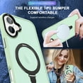thumbnail image 5 of ELEHOLD Case for iPhone 16 Plus, Military-Grade Translucent Case with Magnetic O-Ring Stand [Compatible with MagSafe Accessory],Lightgreen, 5 of 7
