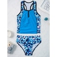 thumbnail image 3 of MSemis 3 PCS Girls Tankini Bathing Suits Floral Summer Beach Swimsuits Swimwear with UPF 50,Sizes 4-16 Blue 6, 3 of 7
