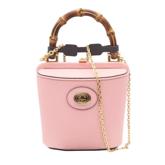 Pre-Owned GUCCI Bamboo Double G Leather 2-Way Handbag 616436 Pink Women's
