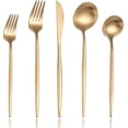 thumbnail image 1 of Jinsinto Gold Modern Silverware Set,Stainless Steel Flatware Set,Tableware Utensil Set for Home and Restaurant, Satin Finish, Dishwasher Safe,set of 5pcs, 1 of 7