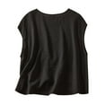 thumbnail image 4 of cfhntfmh Tank Tops for Women Cotton Linen Casual Sleeveless Round Neck Shirts Fashion Pleated Flowy Summer Blouses, 4 of 4