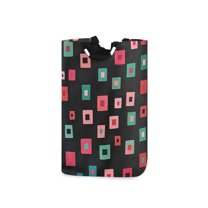 Yayeee Freestanding Laundry Hamper with Handle Collapsible Large Storage Basket for Clothes, Red Block Pattern