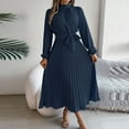 thumbnail image 2 of LYEAA Formal Dresses for Women Long Sleeve Flowy Maxi Dress Solid Elastic Waist Wedding Guest A Line Ball Dress, 2 of 5