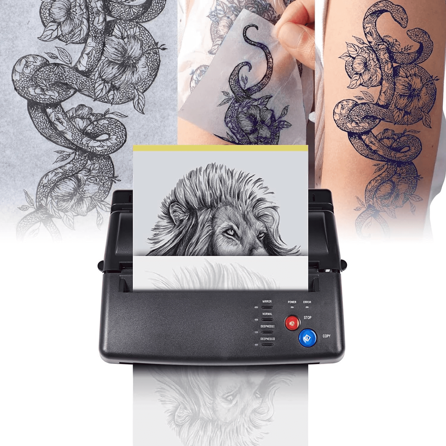 ARDIKAMA Black Tattoo Transfer Copier Printer Machine Thermal Stencil Paper Maker with 20 Free Transfer Paper