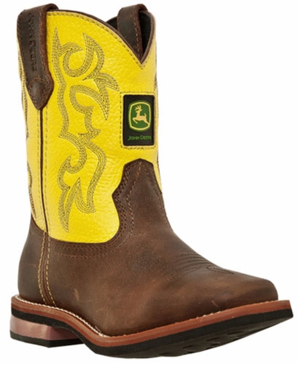 John Deere Girl's Boots Brown Yellow 4 M