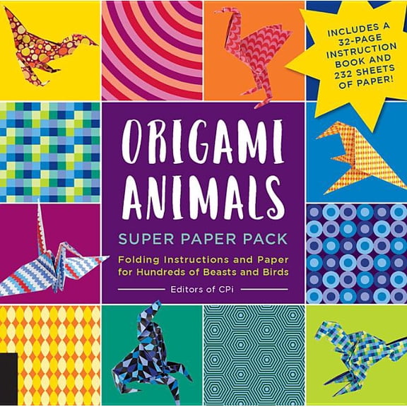 Origami Animals Super Paper Pack: Folding Instructions and Paper for Hundreds of Beasts and Birds--Includes a 32-Page Instruction Book and 232 Sheets of Paper!