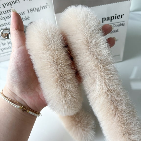 XmhyTop-A 200cm Faux Fur Trim Strip Skin for Collar Cuffs Decoration, DIY Clothing Sewing Craft,Khaki