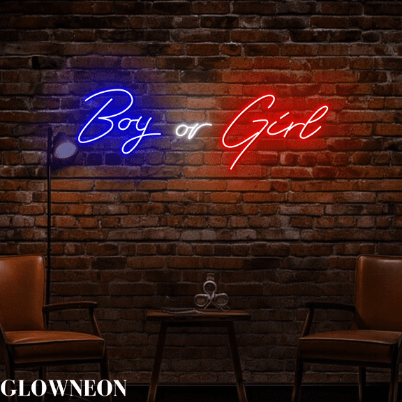 Glowneon Boy Or Girl Neon Sign, Baby Gender Reveal Party Led Wall Art