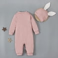 thumbnail image 6 of JAJAHO Easter Bunny Romper Baby Boy Girl Jumpsuit Cute Long Sleeve Button Down Onesie With Ears Hat 2 Piece Holiday Outfits 0-3T Cozy One-Pieces, 6 of 8