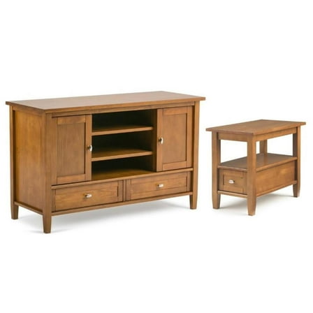 Home Square 2-Piece Set with 47" TV Media Stand up to 50" and 14" Side Table