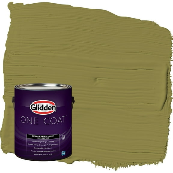 Glidden One Coat Frog's Legs / Green Satin Exterior Paint with Primer, 1 Gallon