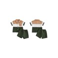 thumbnail image 2 of BemeyourBBs Toddler Baby Boy Summer Clothes Jacquard 2 Pieces Outfits Contrast Short Sleeve Button Down Shirts and Solid Shorts Set Toddler Boys Summer Outfit, 2 of 9