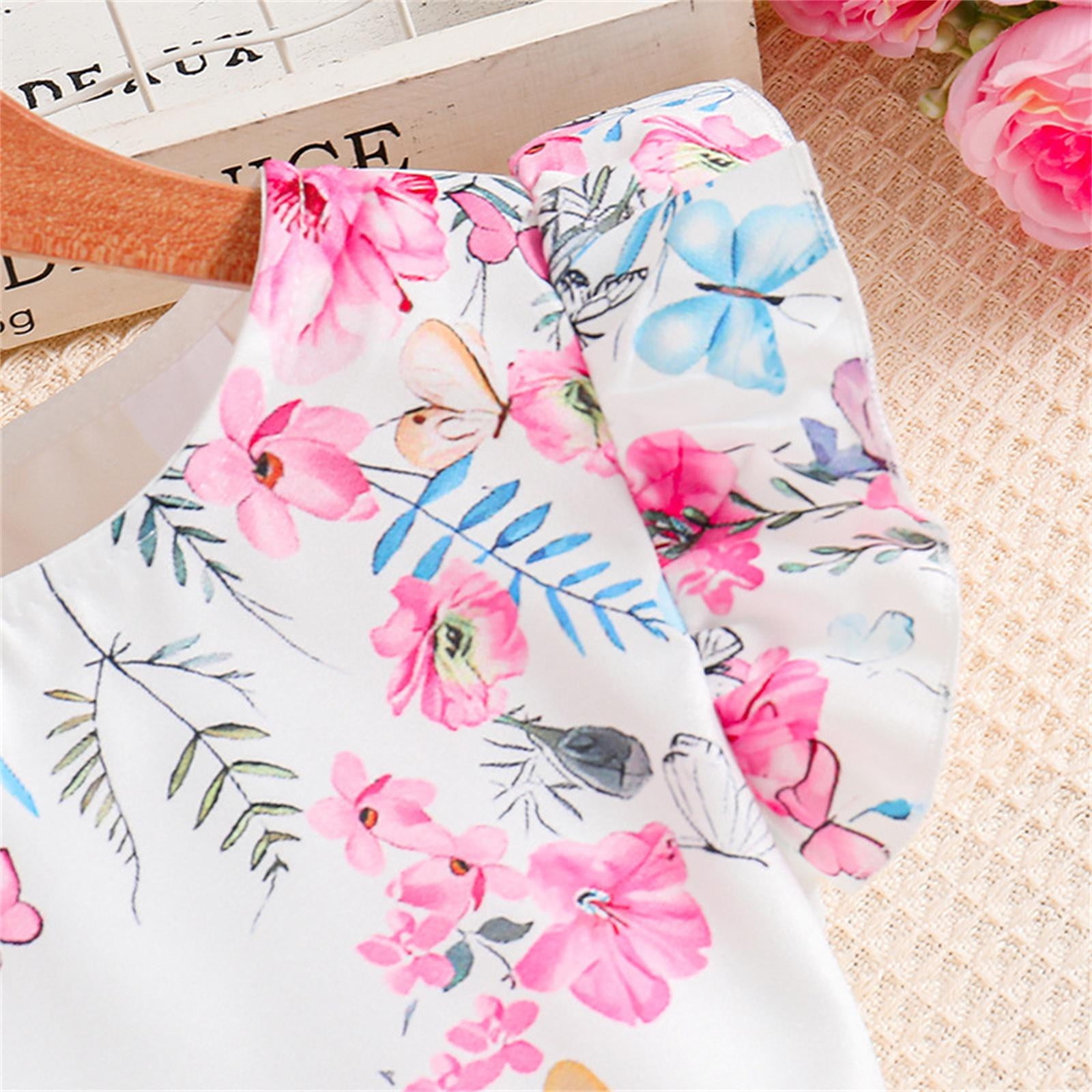 Outfits For Little Girls Summer Clothing New Flying Sleeve Top And Pants Suit Outdoor Wear Outfit Suit 7 Years-8 Years