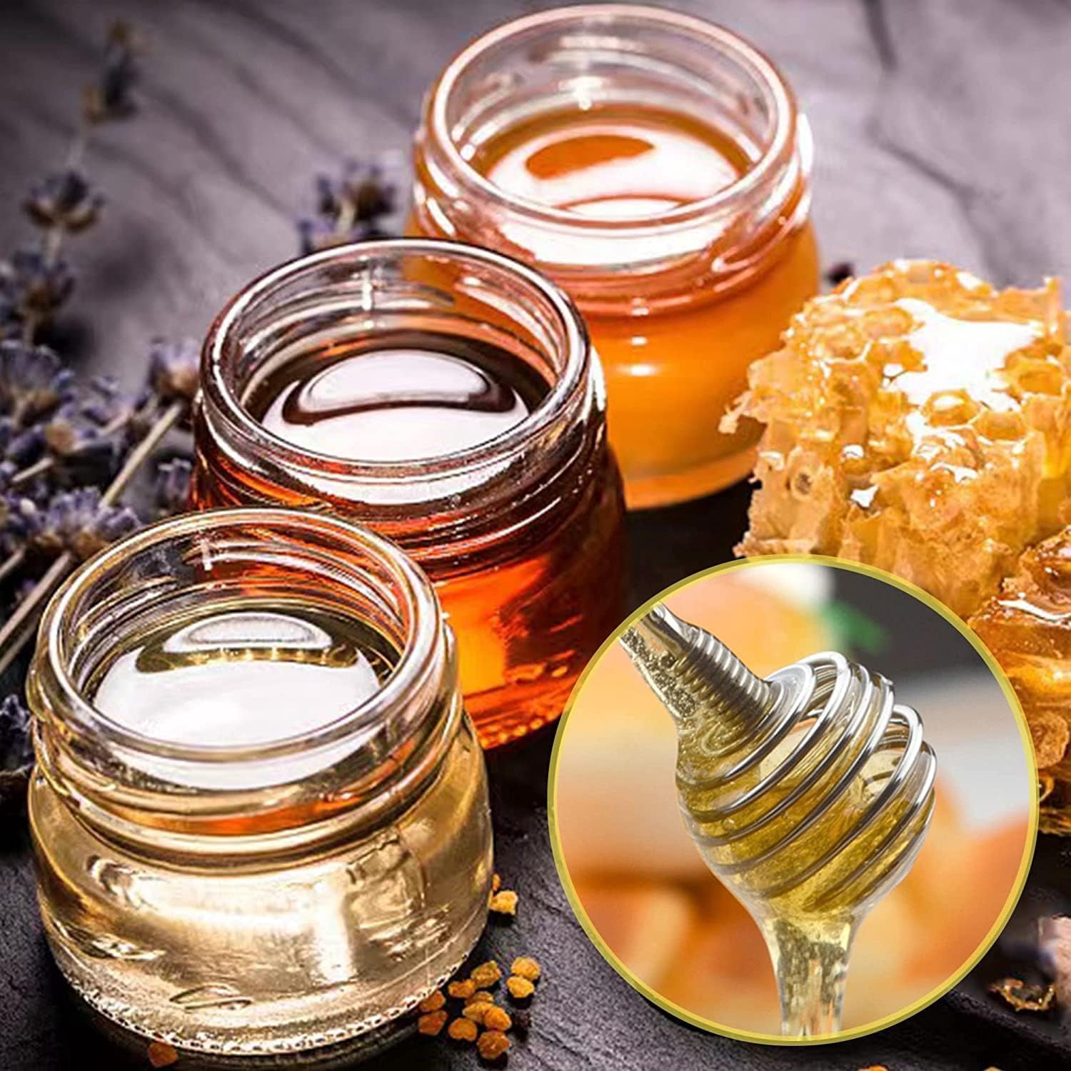Set 2 En 1 : Bâton Spiralé Et Cuillère En Bois - Pour Confiture, Miel, Sirop - Long Manche 15-16cm