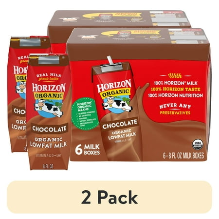 (2 pack) Horizon Organic Shelf Stable 1% Lowfat Chocolate Milk Boxes, 8 fl oz, 6 Count