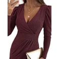 thumbnail image 4 of Gvmfive Women Long Sleeve Pleated Casual Business Party Dress, 4 of 4