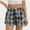 Black, variant on Womens Low Waisted Plaid Print Pajama Lounge Pants Elastic Cute Button Shorts