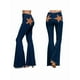 thumbnail image 3 of Pantalones Vaqueros Acampanados con Parches de Estrellas para Mujer, Cintura Media, Corte Acampanado, Elásticos, Pierna Recta, Ajustados. Azul Oscuro S, 3 of 9