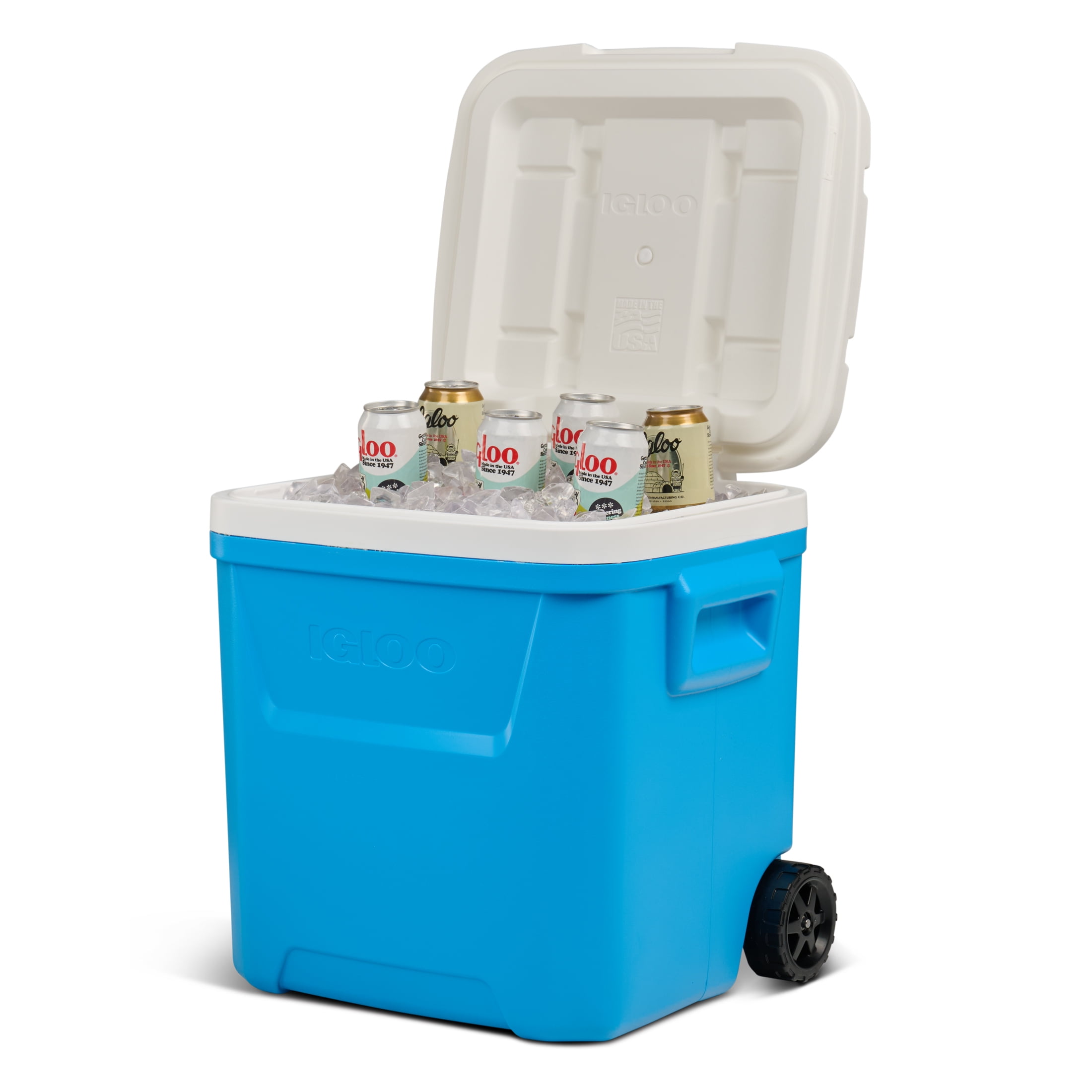 Igloo 60 QT Laguna Ice Chest Cooler with Wheels, Cyan Blue