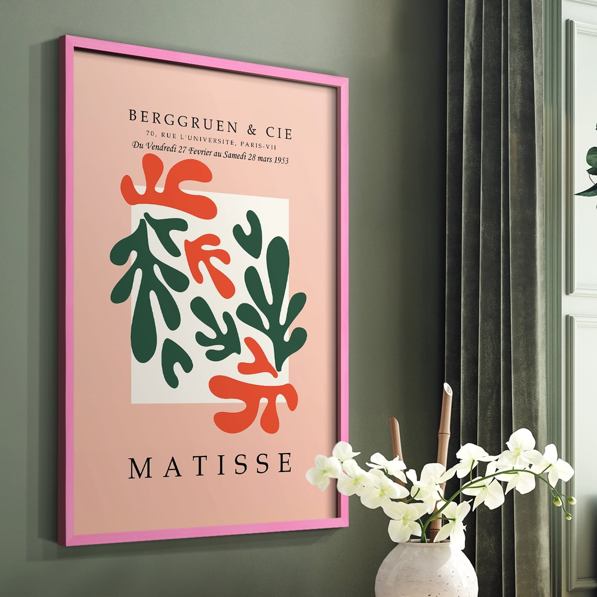 Matisse CDLXIX in Pink Solid Wood Framed Print No Nail Hanging