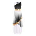 thumbnail image 3 of Aislor Praise Dance Dress for Girls Metallic Gradient Block Liturgical Dancewear Full Length Worship Robe Tunic Black 8, 3 of 7