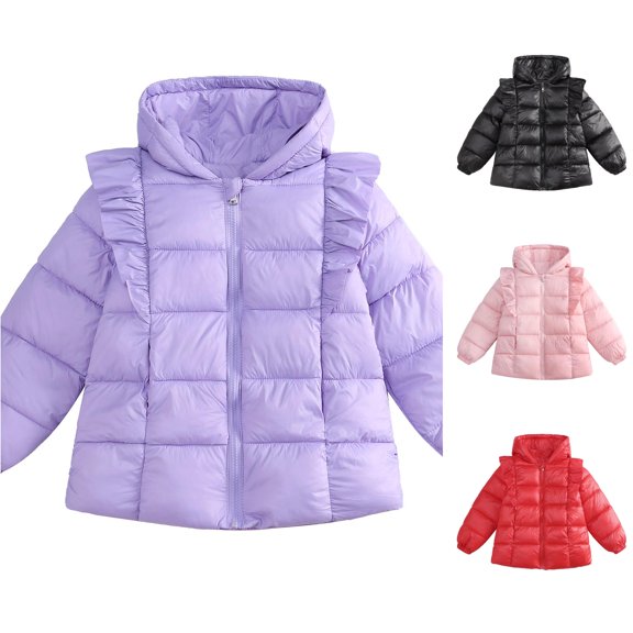 Ulitacool Boys Coats Winter Solid Color Padded Jacket Winter Warm Outerwear Little Boys Handsome Clothing Purple