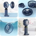 thumbnail image 5 of Ventilador personal, ventilador portátil para colgar en el cuello, 3000 mAh USB-C recargable, 5 modos de velocidad, potente ventilador de escritorio con base, tiempo de funcionamiento máximo, 5 of 5