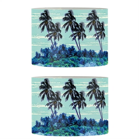 

Xoenoiee Lampshade for Floor Light Table Lamp Pendant Light PVC Drum Lamp Shades Set of 2 Sea Palm Tree Pattern Medium 13.4 x 8.1