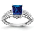 thumbnail image 5 of 925 Sterling Silver Rhodium-plated Synthetic Blue Sapphire and Cubic Zirconia Ring Size 6, 5 of 7