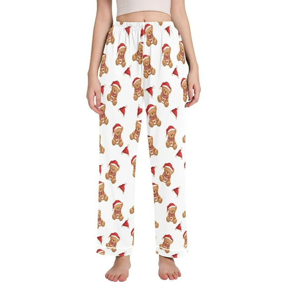 joogoo Women Christmas Bears Pajamas Pants Lounge Bottoms Pjs with Pockets M