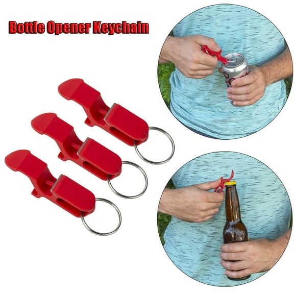 Snmubt Bottle Opener Key Ring Chain Keyring Keychain Metal Beer Bar Tool Claw New 3Pcs Can Opener, Kitchen Gadgets (Red, Plastic)