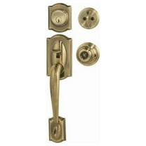 Schlage Camelot, Accent Antique Brass Entry Handleset 1-3/4 in.