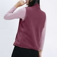 thumbnail image 4 of IROINNID Women's Sleeveless Zip Up Jacket Turndown Lapel Short Cover-up Stand Collar Pure Color Pocket Plush Warm Vest, Wine, 4 of 5
