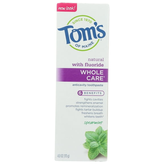 Toms Of Maine: Whole Care Spearmint Anticavity Toothpaste, 4 Oz