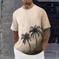 thumbnail image 2 of RYDCOT Men's Summer Graphic Coconut Tree Print Cotton Shirts Crew Neck Short Sleeve Tropical Ombre Tee Shirt Dark Gray, 2 of 5