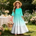 thumbnail image 7 of Girls Maxi Dress Tween Girl Summer Spring Boho Smocked Patchwork Sundress Mint Green 11-12 Years, 7 of 7