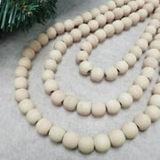 Holiday Time 14mm Natural Wood Bead Christmas Decorative Garland, 12 Feet