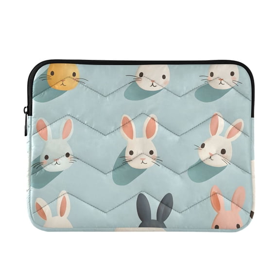 FORMRS 13"-13.3" Laptop Sleeve Protective Case Soft Carrying Quilted Computer Bag Cover, Green Cute Rabbits