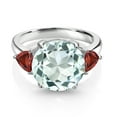 thumbnail image 2 of Gem Stone King 925 Sterling Silver Sky Blue Simulated Aquamarine and Red Garnet 3-Stone Ring for Women (7.78 Cttw, Round 12MM, Trillion 5MM, Size 7), 2 of 3