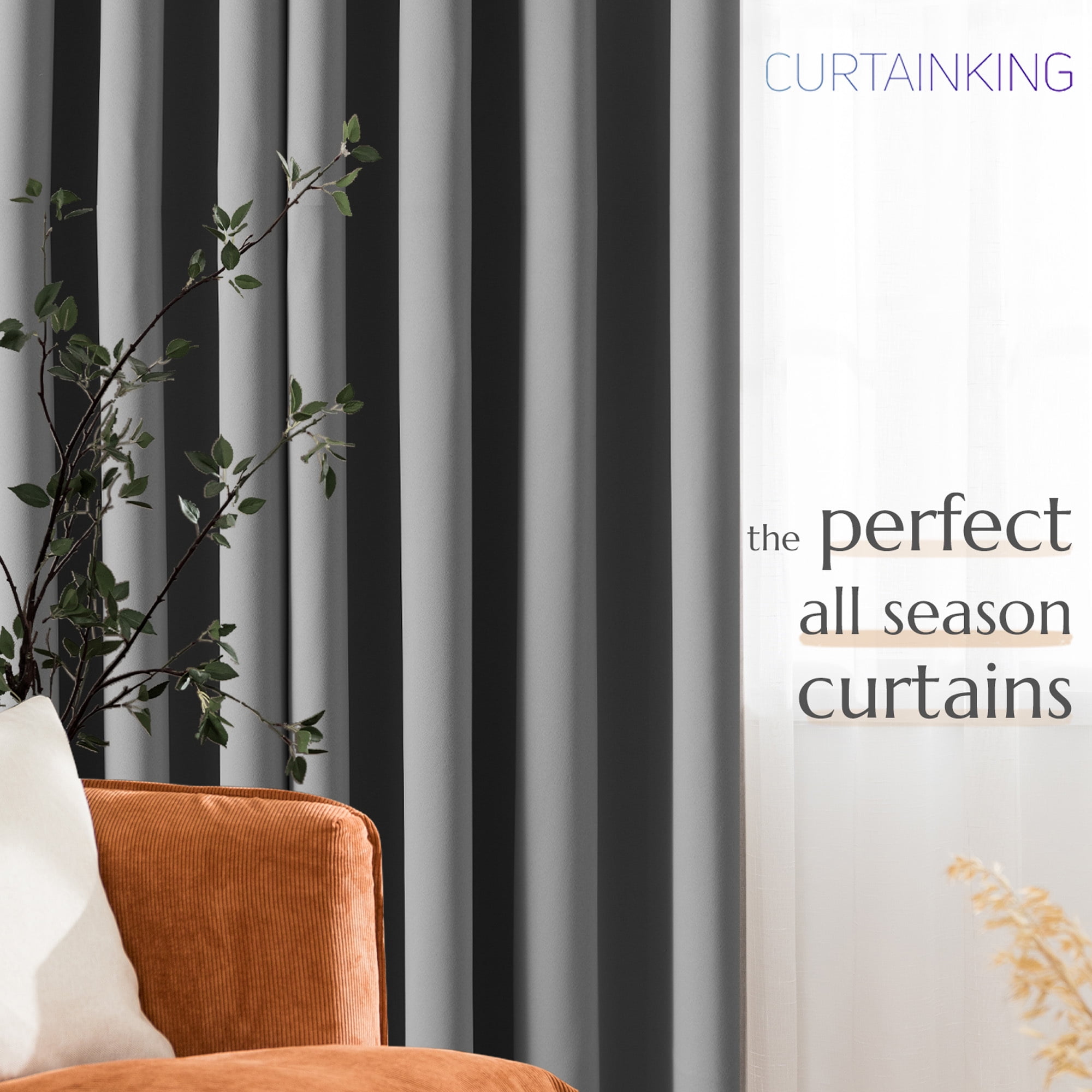 Curtainking Extra Wide Blackout Single Curtain Panel for Patio Door Sliding Glass Door Solid Thermal Insulated Room Divider Curtain, 100 x 84 Inch, Grey, 1 Panel