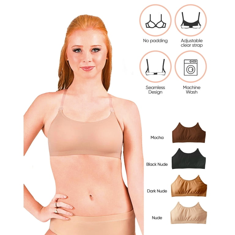 Dance Bra Clear Straps Back-Seamless Bra Nude And Clear