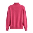thumbnail image 6 of XRoczxe Women's Mock Neck Pullover Sweater, Soft Knit Long Sleeve Top, Casual Loose Fit Solid Color Jumper for Fall Winter Daily Wear Office, 6 of 6
