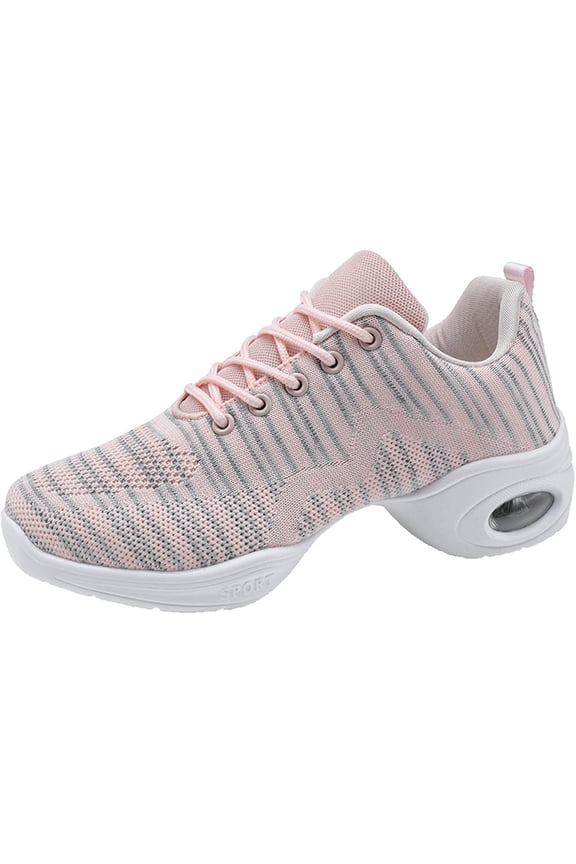 Women's Jazz Shoes Dance Trainers Lace Up Cushion Breathable Ladies Split Sole Dance Sneakers Platform Shoes
