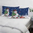 thumbnail image 3 of Navy Blue Snowman Christmas Pillow Covers, Linen Long Throw Pillow Case, Gifts Xmas Tree Winter Snowflake Holiday Pillow Protector Decorative Cushion Cover for Living Room/Bedroom 16" x 24", 3 of 8