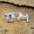 thumbnail image 5 of JAY JOOLS Men’s Dendritic Opal Cufflinks – Natural Gemstone 925 Sterling Silver Wedding & Groom Gift, 5 of 6