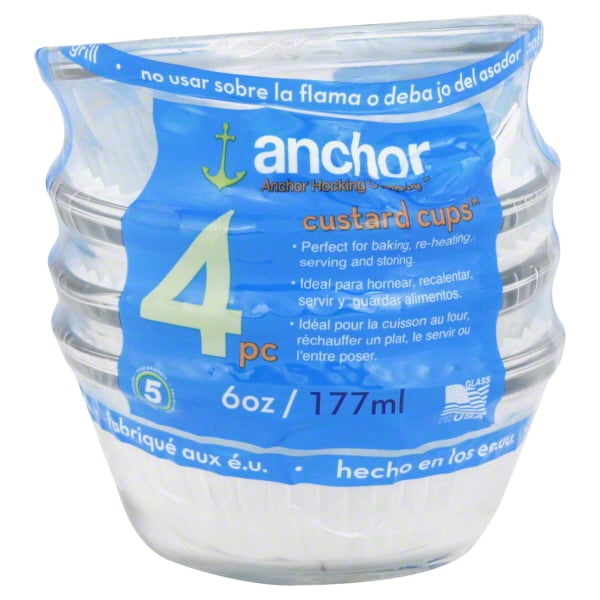 Anchor Hocking Essentials Glass 6 Oz. Clear Custard Cup, 4 Piece