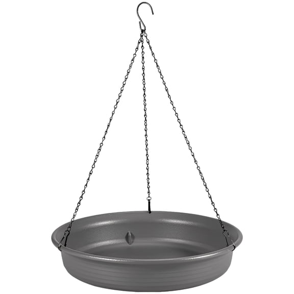 9.8" Hanging Bird Bath and Feeder Combo – Clear Plastic Bowl with Sturdy Metal Chain, Seed Catcher Tray for Garden, Patio & Balcony, Outdoor Bird Attractor