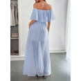 thumbnail image 2 of Off-Shoulder Maxi Dress with Textured Detailing (S, Blue), 2 of 6