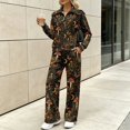 thumbnail image 4 of Lounge Sets for Women Sweatsuits 2 Piece Matching Outfits, S, Half Zip Long Sleeve Sweatshirt, Wide Drawstring Pants, Airport Outfits, Tracksuit, with Pockets,, Cottage Mushroom Moon, 4 of 7