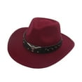 thumbnail image 2 of Fedora Hat Cow head Decor Wide Brim Western Style Soft Touch Head Autumn Winter Felt Hat for Travel, 2 of 8